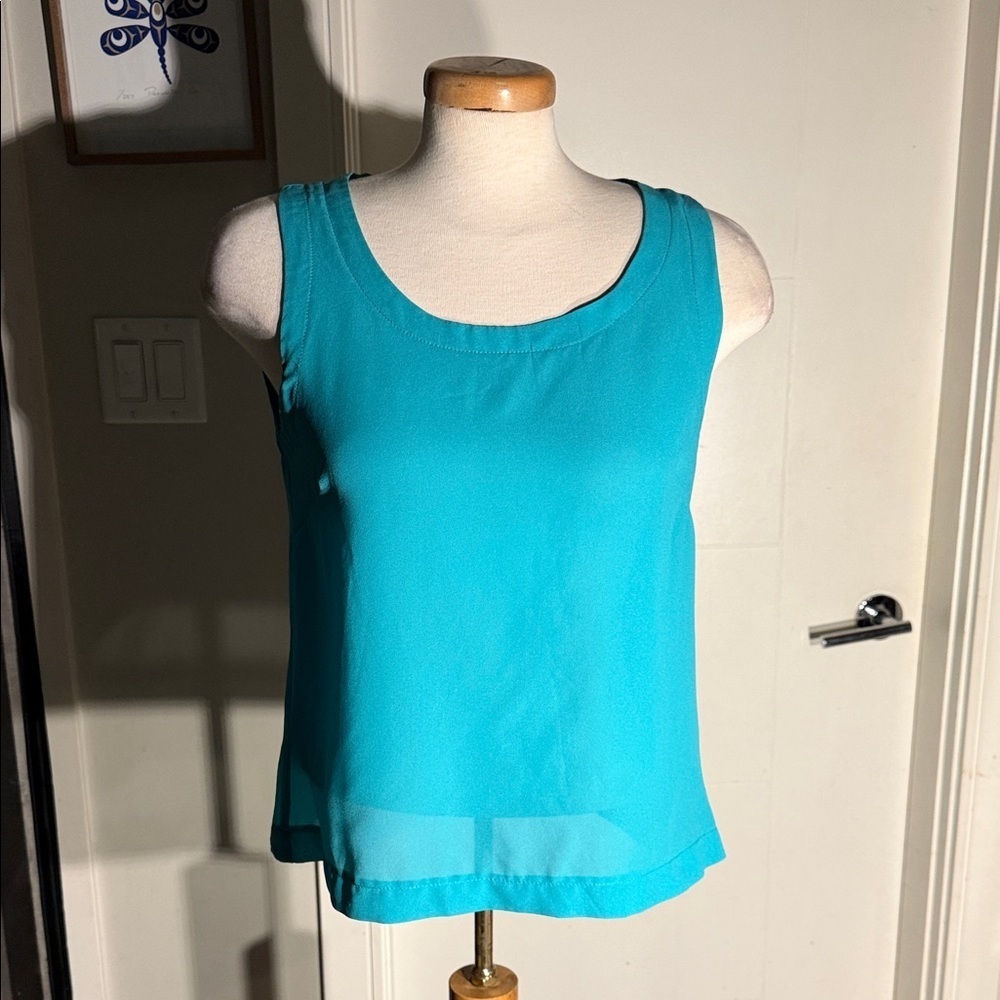 Sleeveless Teal Top with snap backing